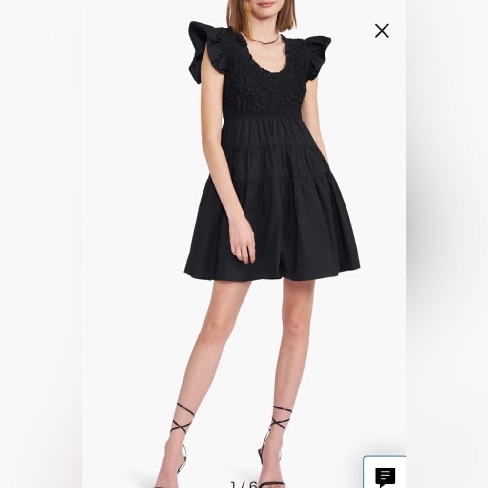 En Saison Black Matisse Flutter Sleeve Dress Size XS